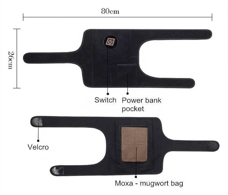 100% Polyester Electric Heating Knee Pad 5V With 3 Shift Temperature