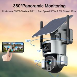 2 Way Talk Solar Dual Linkage Cameras H.265 Dual Lens Security Camera