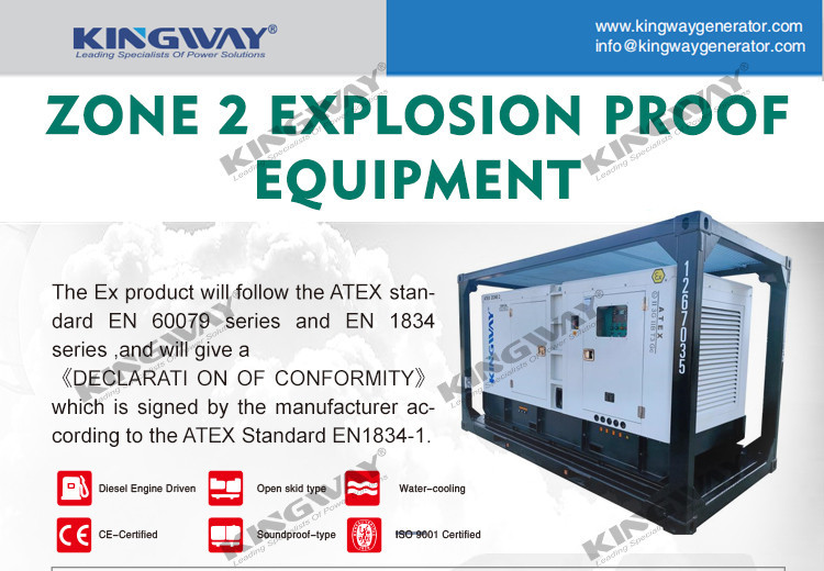 IP55 Protection ATEX Zone 2 Equipment 100KVADiesel Generator Integrated Lifting Frame