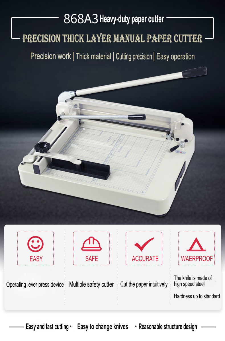 Effortlessly Cut Thick Paper with the 868 A3 Heavy Duty Manual Guillotine Trimmer