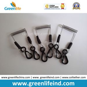 China 2.0*6*40mm Translucent Black Smart 0.8mm Wire Inside w/Plastic Snap Hook on Both Ends Smart Spring Tool Tethers on sale