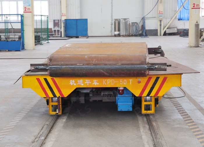 Metallurgy industry apply steel sheet handling low voltage rail electric flat car