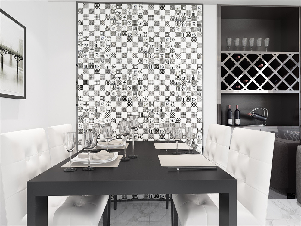 300x300mm Scratch-Resistant encaustic Ceramic Rustic Tile For Living Room And Durable Wall Tiles For Bedroom White And Black