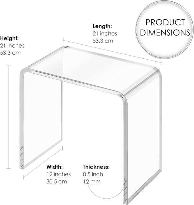 High Transparency Acrylic Side Table U Shape Multipurpose Use Lucite Coffee Table