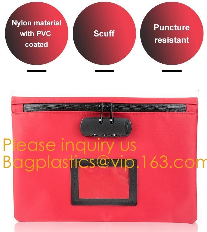 Custom Logo Security Money Pouch Utility Bank Deposit Bag with Zipper pouch case bag,Portable bank bag, bagease, bagplas