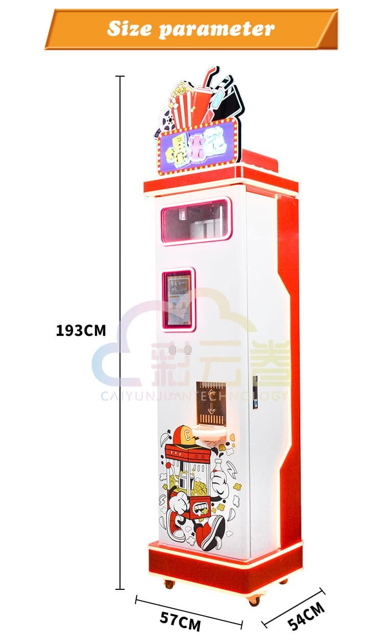 24/7 Automatic Vending Popcorn Machine 2 Minutes Dispensing Electric Power Source