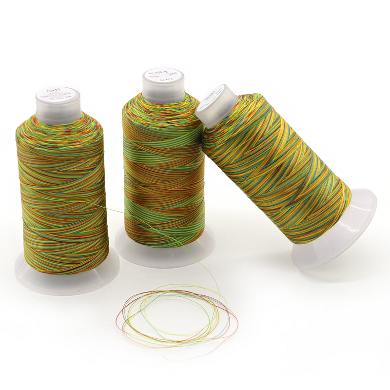 T70 High Tenacity Multi Color Thread Rainbow Sewing Thread 210D Yarn Count 240 Colours