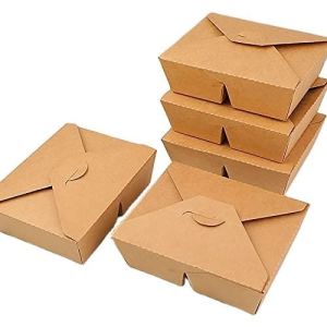 Biodegradable 2 Compartments Fast Food Compartment Container Take Out Brown