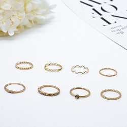 Hug Adjustable Titanium Wedding Ring Set Alloy Gold Transparent Diamond Ring 5pcs