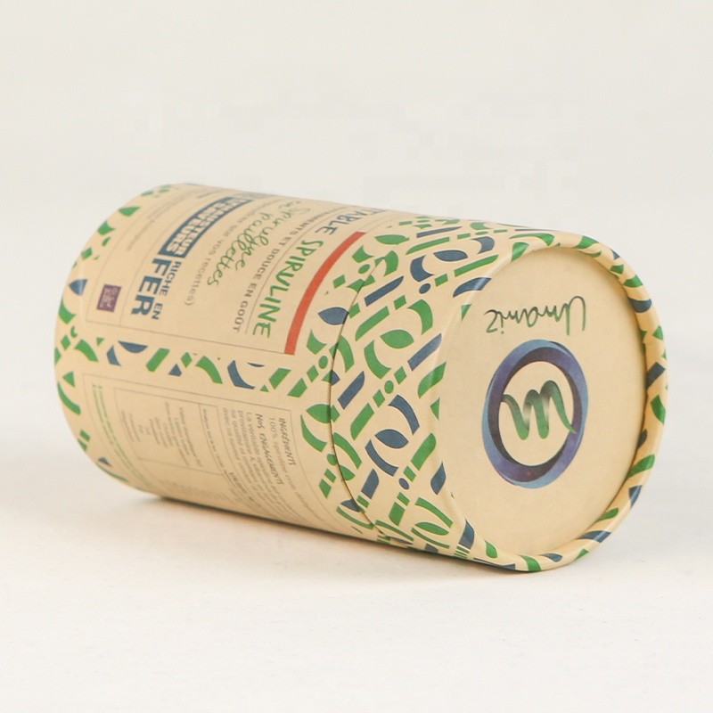 Biodegradable Cylinder Food Grade Paper Tube Can Packaging With Metal Cover