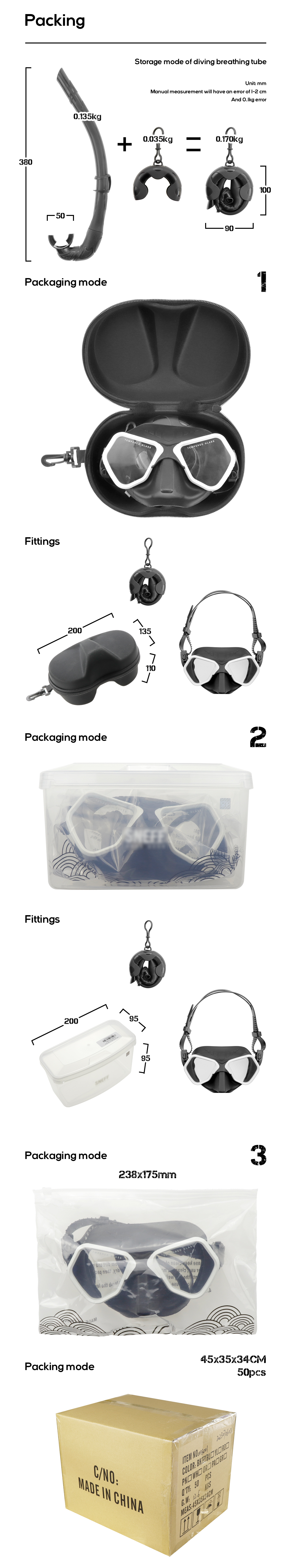 Tempered Glass Free Diving Goggles And Snorkel Mask Snorkeling Kit