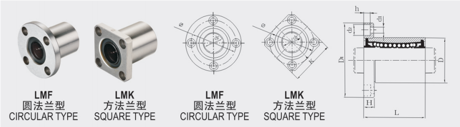 High Precision Linear Motion Linear Bearing LMF40UU for 40mm Linear Shaft Guide Rail
