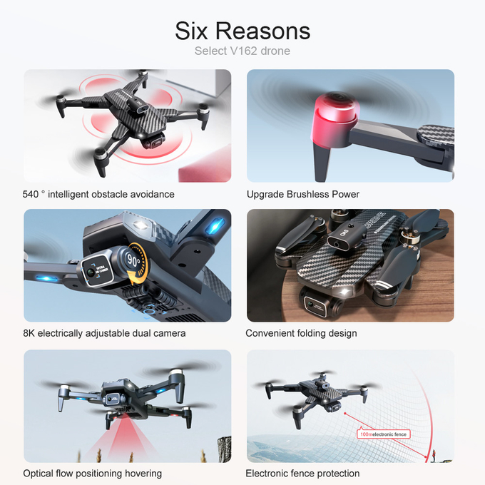 Real-time Transmission Drones V162 HD Dual Camera Foldable Drone