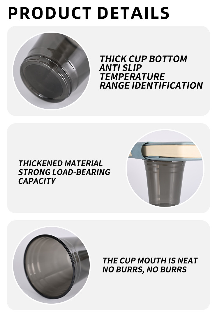 Ice Coffee PET Plastic Cups With Lid Clear Black Design For Takeaway Beverages
