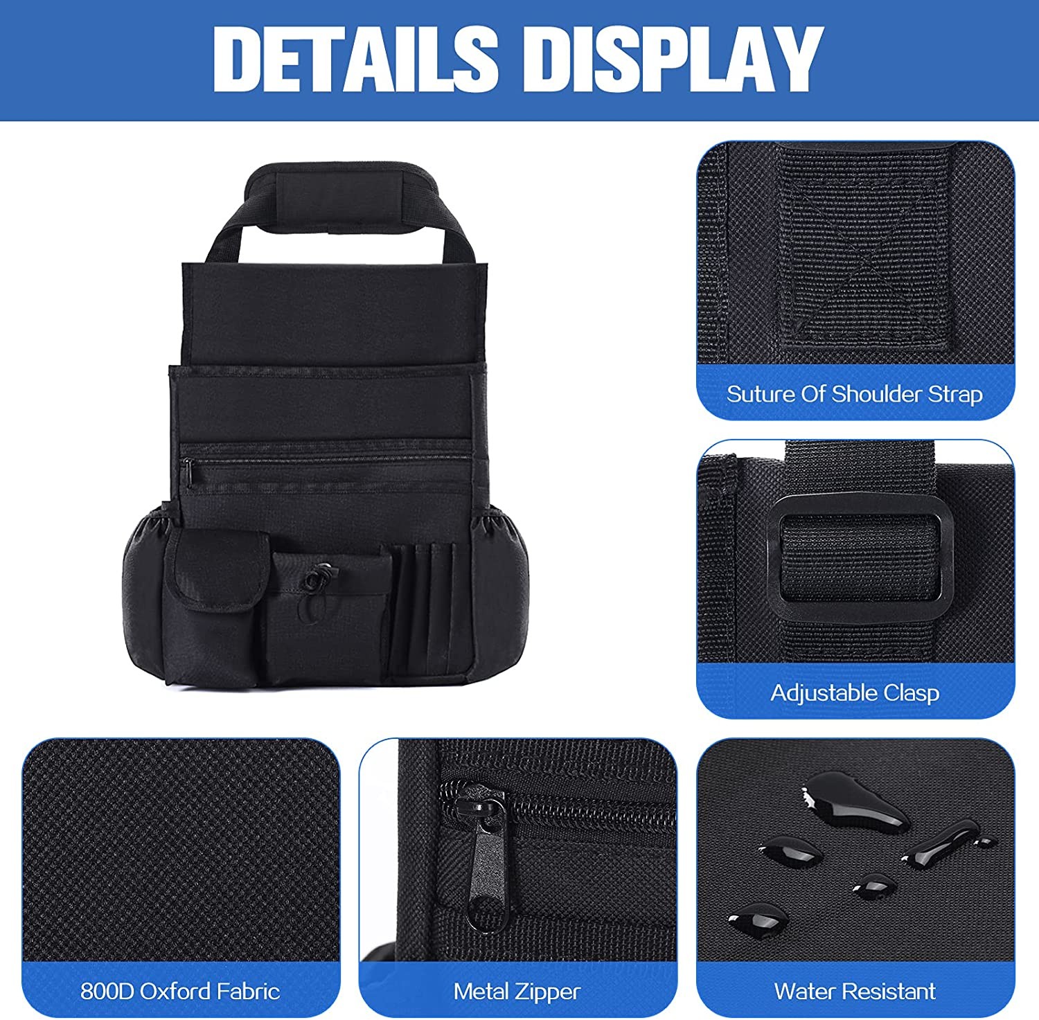 Car Trunk Organizer Bag Storage Front Backseat With Removable Cooler Bag 12.8X4.7X17.2"