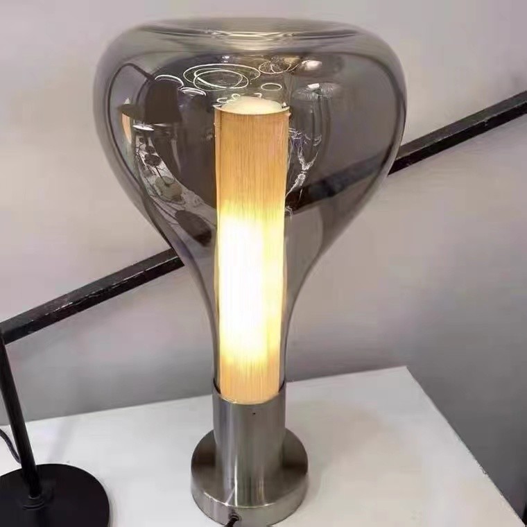 Classic Home Decor Bedroom Portable Table Lamp Amber Decor Glass Shade bedroom table lamps