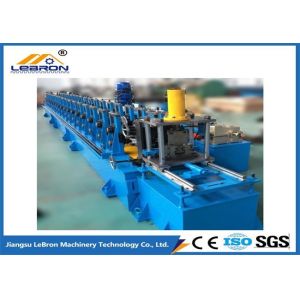 China Hydraulic Cut Storage Rack Roll Forming Machine Blue And Yellow 25m x 2m x 1.6m on sale