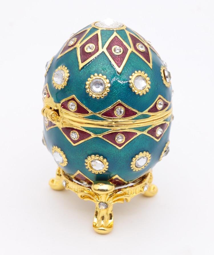 Faberge Egg Style Decorative Enameled Trinket Box Classic Russian Egg Jewelry Box Collectibles Unique Easter Egg Gift