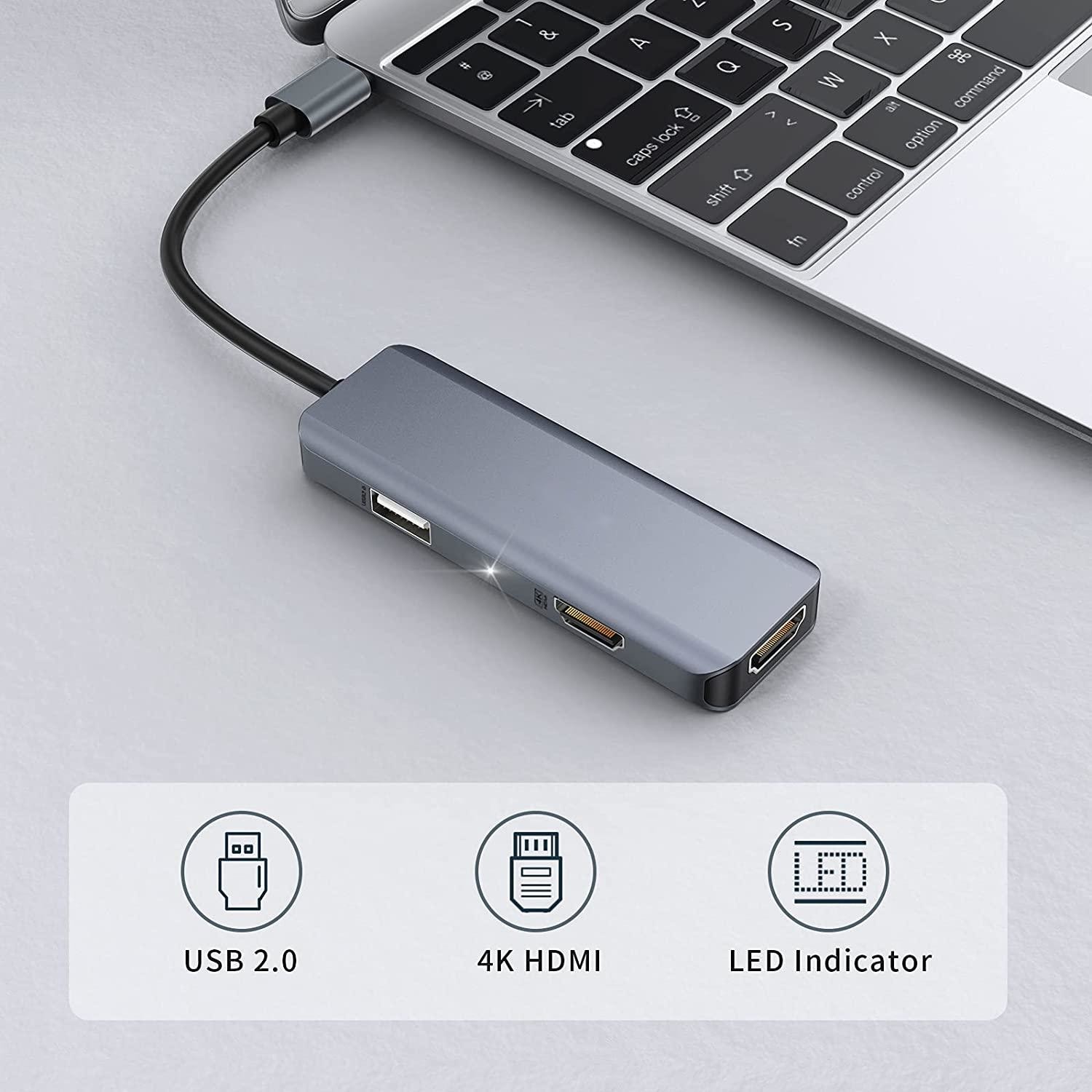 Dual USB C Adapter 3 In 1 Dongle 4K HDMI Docking Station Compatible MacBook Pro