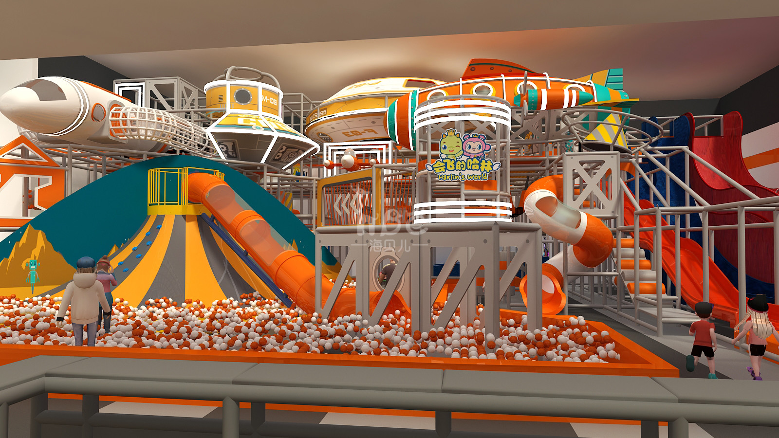 Kids Commercial Indoor Play Area Equipment Airship Theme 3-12 Years Old