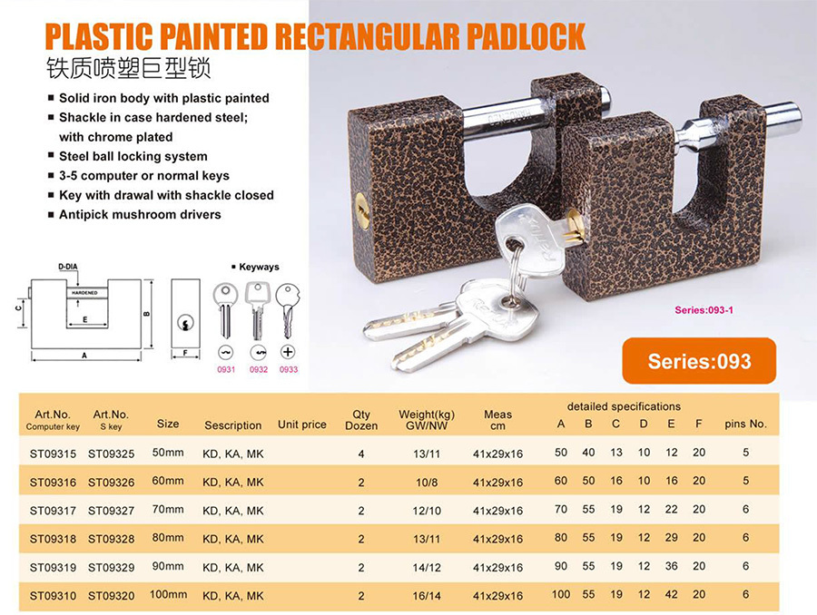 PLASTIC PAINTED RECTANGULAR PADLOCK