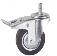 5 inch threaded stem casters with brakes industrial rubber casters