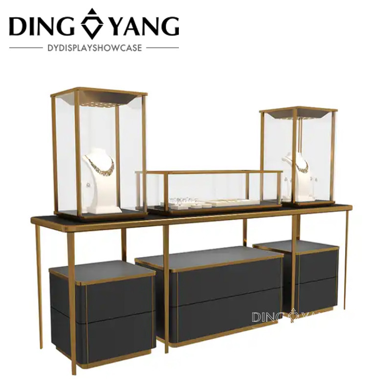 Modern Fashion Glass Exhibition Jewellery Showcase Jewellery Counter With Led Lights