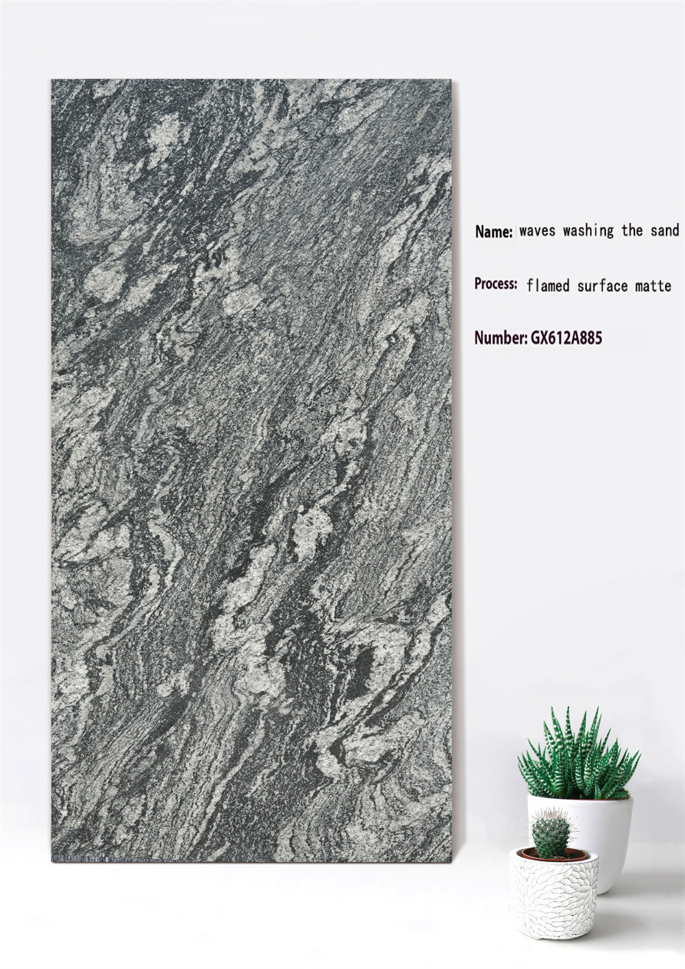 60x120cm Flamed Surface Matte Gray Curtain Wall Thick Tile For Balcony ISO9001 Acid-Resistance
