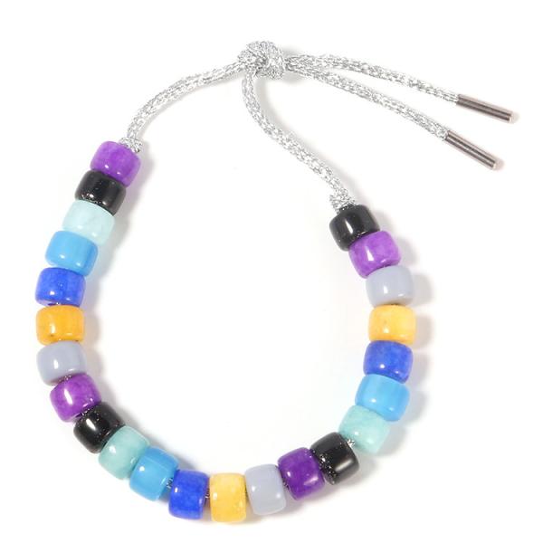 Fall color in Purple and grey big hole stone Forte Beads Bracelet in silver