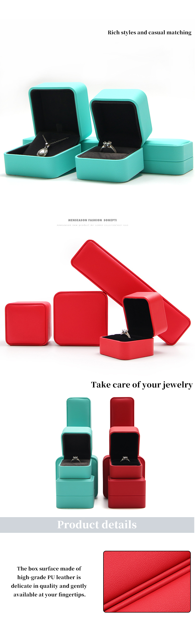 Customized Luxury PU Leather Jewelry Box Packaging Box with Competitive 6.5*6cm