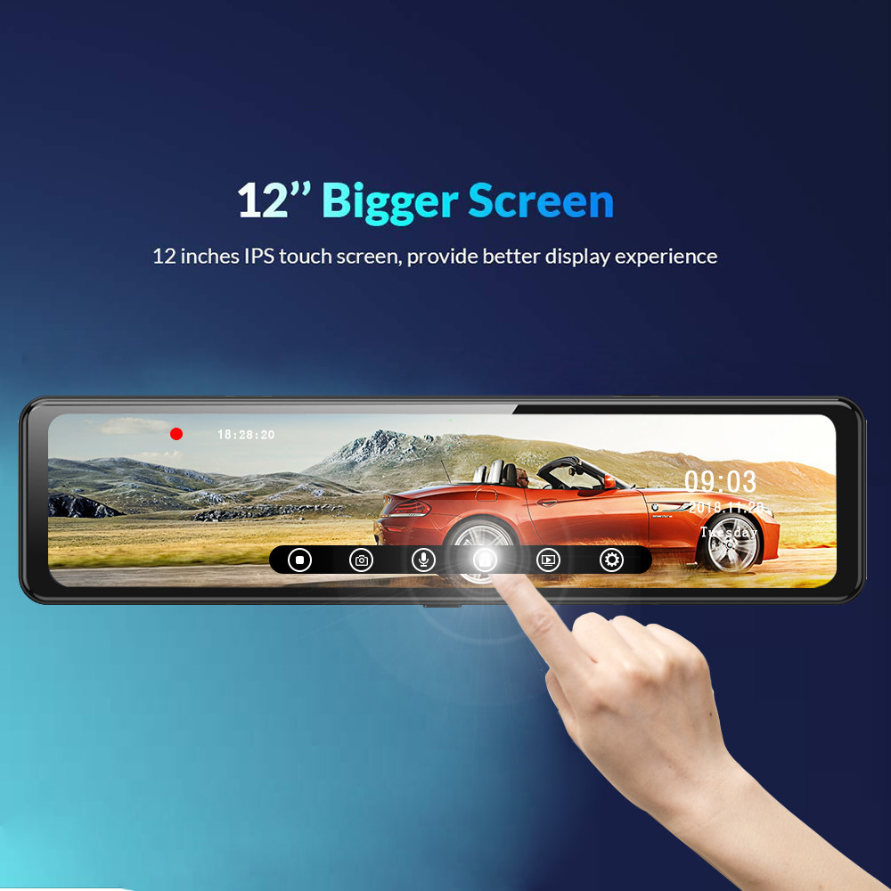 FHD1080P Dual Wireless Dashboard Camera Mirror Mounted Dash Cam IPS Screen