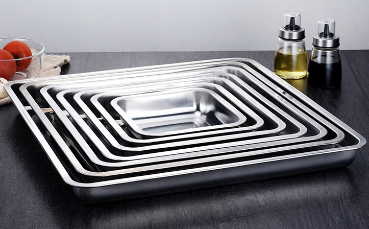 Safe Stainless Steel Food Tray Plate Oven Smooth Polished 60*60*2cm