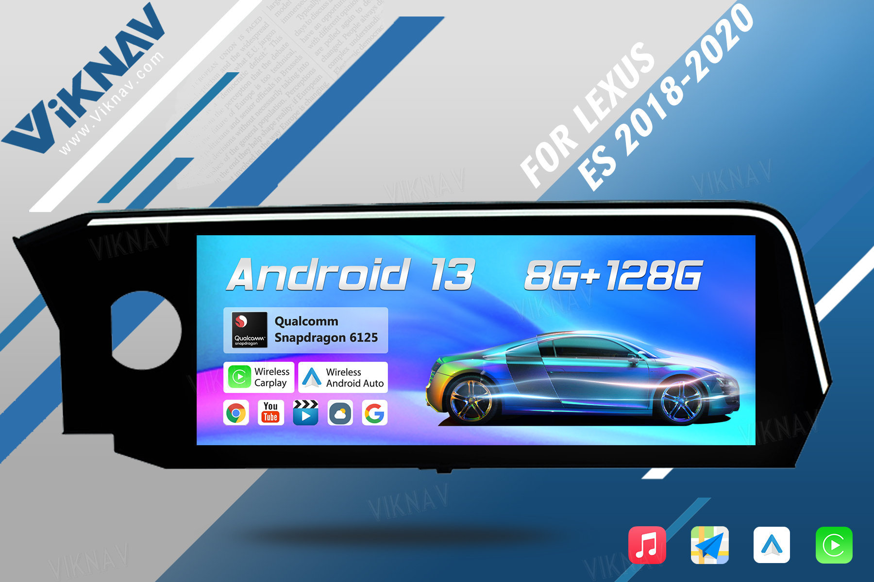 Car GPS Multimedia Player Aftermarket Radio Stereo For Lexus ES200 ES250 ES350 ES300h 2018-2020 Carplay