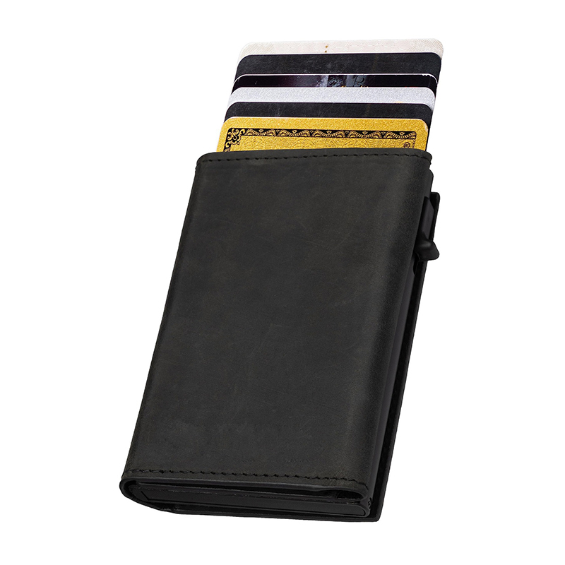 First Layer Crazy Horse Genuine Leather Men's Wallet Short Retro Card Box Cowhide Wallet