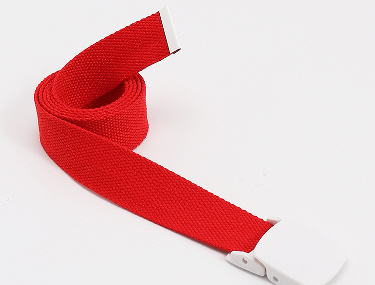 Candy Color Cotton 120cm Length Knitted Belt Alloy Buckle Woven Canvas Belt