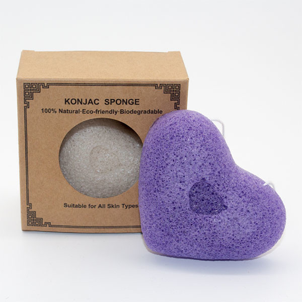 Vegan Various Colors Natural Heart Konjac Sponge for Face and Body Wash