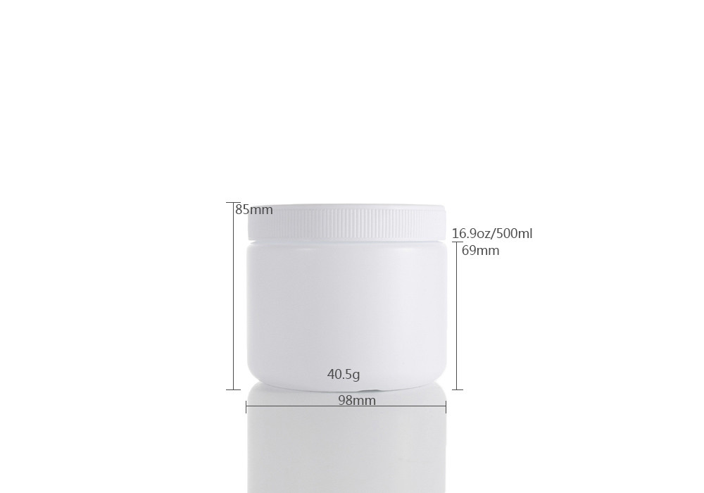 500ml Cylindrical HDPE Face Cream Jars For Tooth Protein Powder