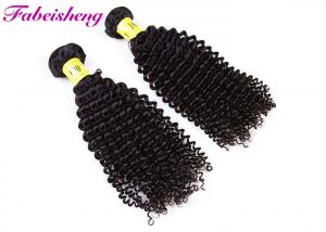  Black Human VIrgin Hair Bundles Sew In Weft High Density / Full End Curly Hair Extensions Manufactures