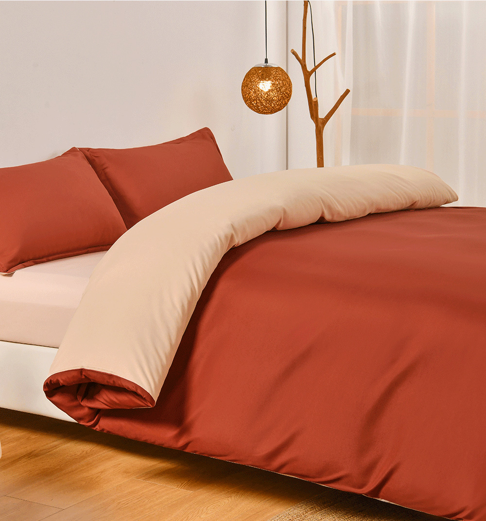 Contrast Color 4 Pcs Microfiber Bedding Set Solid Green Duvet Cover for King Size Bed
