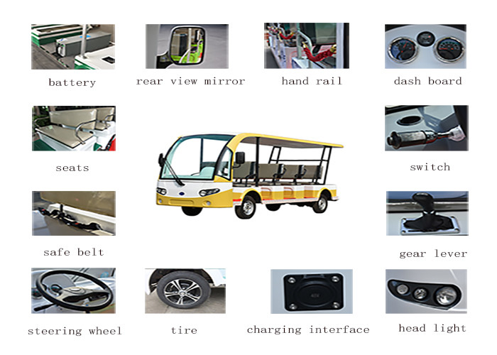 Battery Powered Tourist Electric Shuttle Vehicles With 11 Seats Road Legal