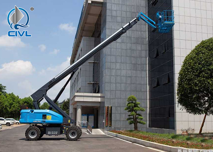 Long Boom Arm Truck With Cage Bucket 18m Self Propelled Straight Arm Aerial Work Platform