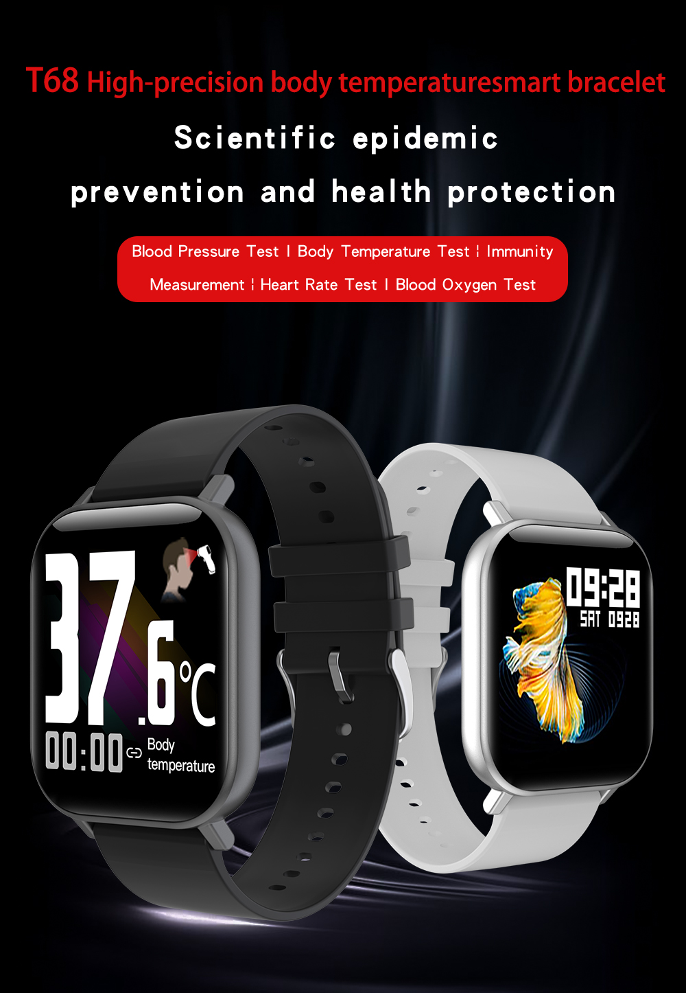 T58 Shock Sports Answerable Telephone Broadcast Sleep Body Temperature Step Smart Watch