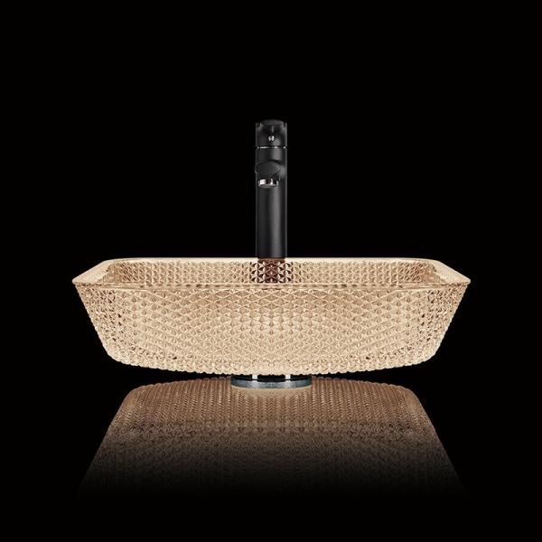 105mm Height Modern Hand Wash Sink Lacquered Light Tea Color Square Counter Top