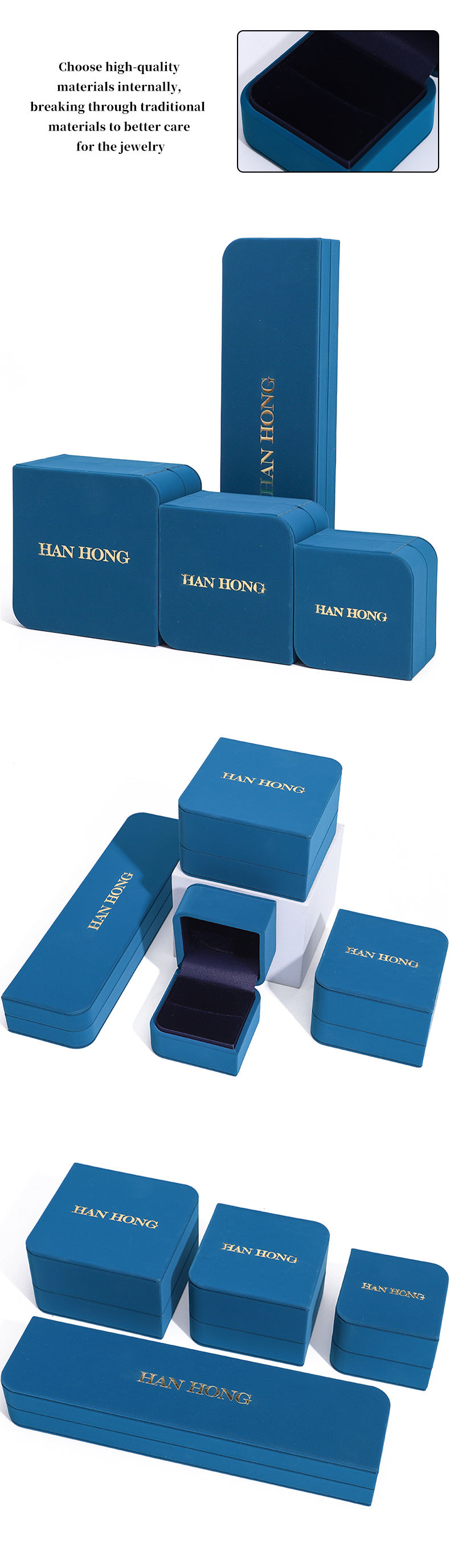 Arc Diamond Shaped PU Leather Jewelry Storage Box Set For Ring Pendant Packaging