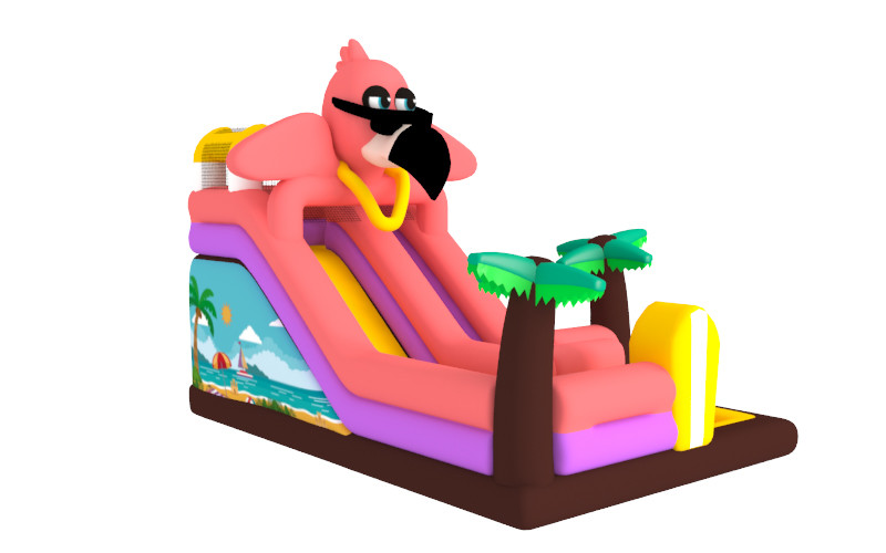 Pink Flamingo Theme Inflatable Slide Amusement Park Inflatable Slide Toys For Kids And Adults