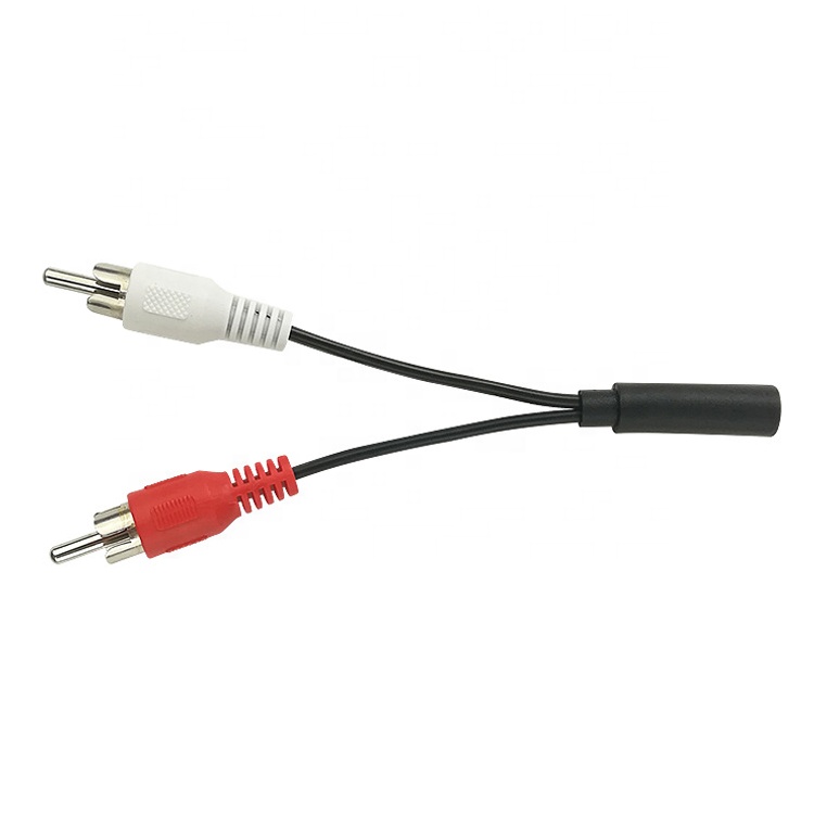 Splitter Female 3.5mm Aux Audio Jack to 2 RCA Male AV Cable for Speaker