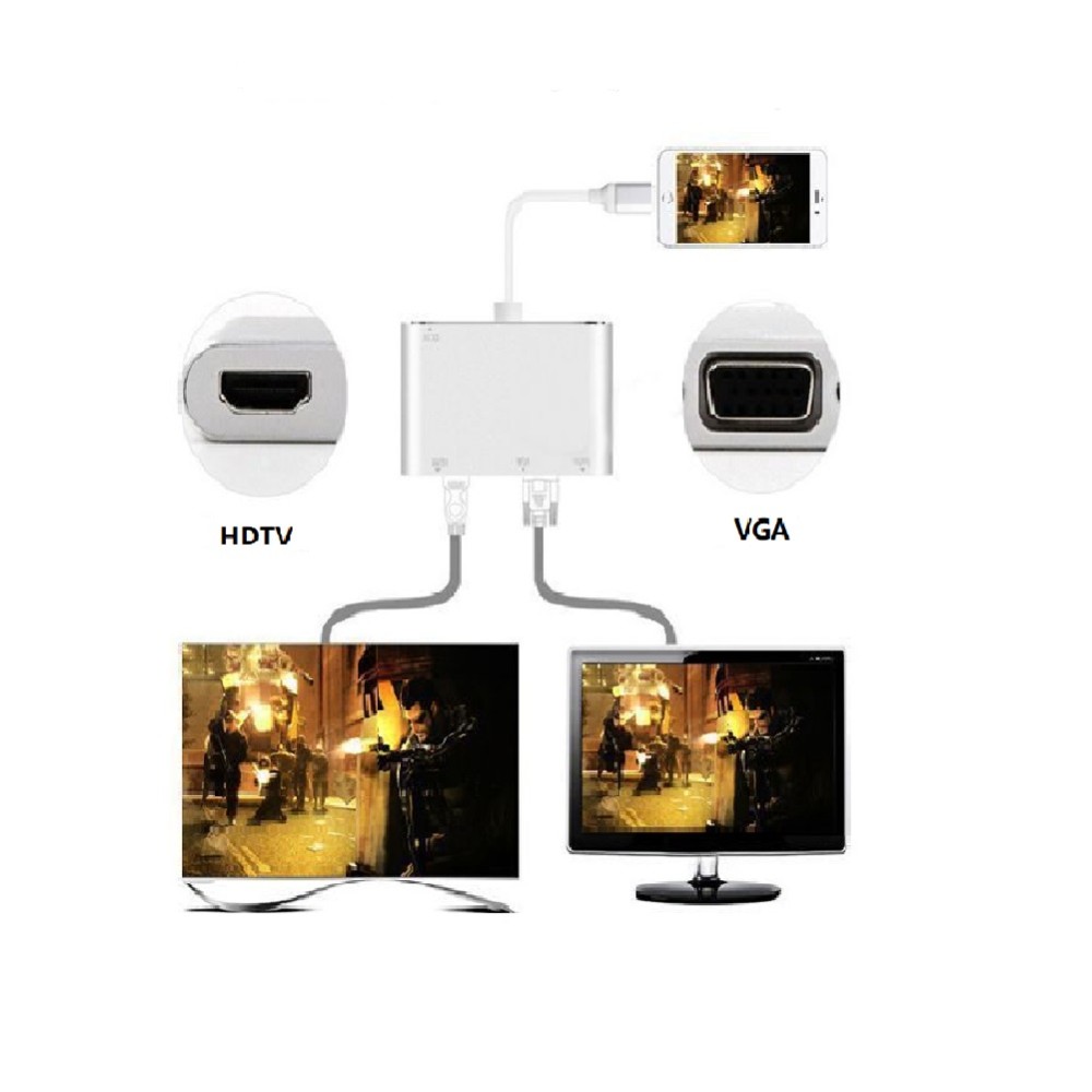 Kico Lighting to 3.5mm Aux port Audio & VGA & HDTV Adapter Converter Cable For Iphone