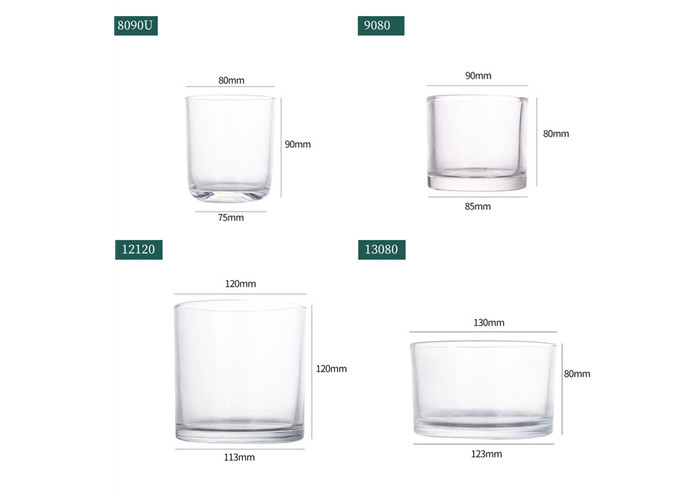Clear Glass Cylinder Candle Jar Vessel with Shiny Gold Metal Lid Iron for Candle Making