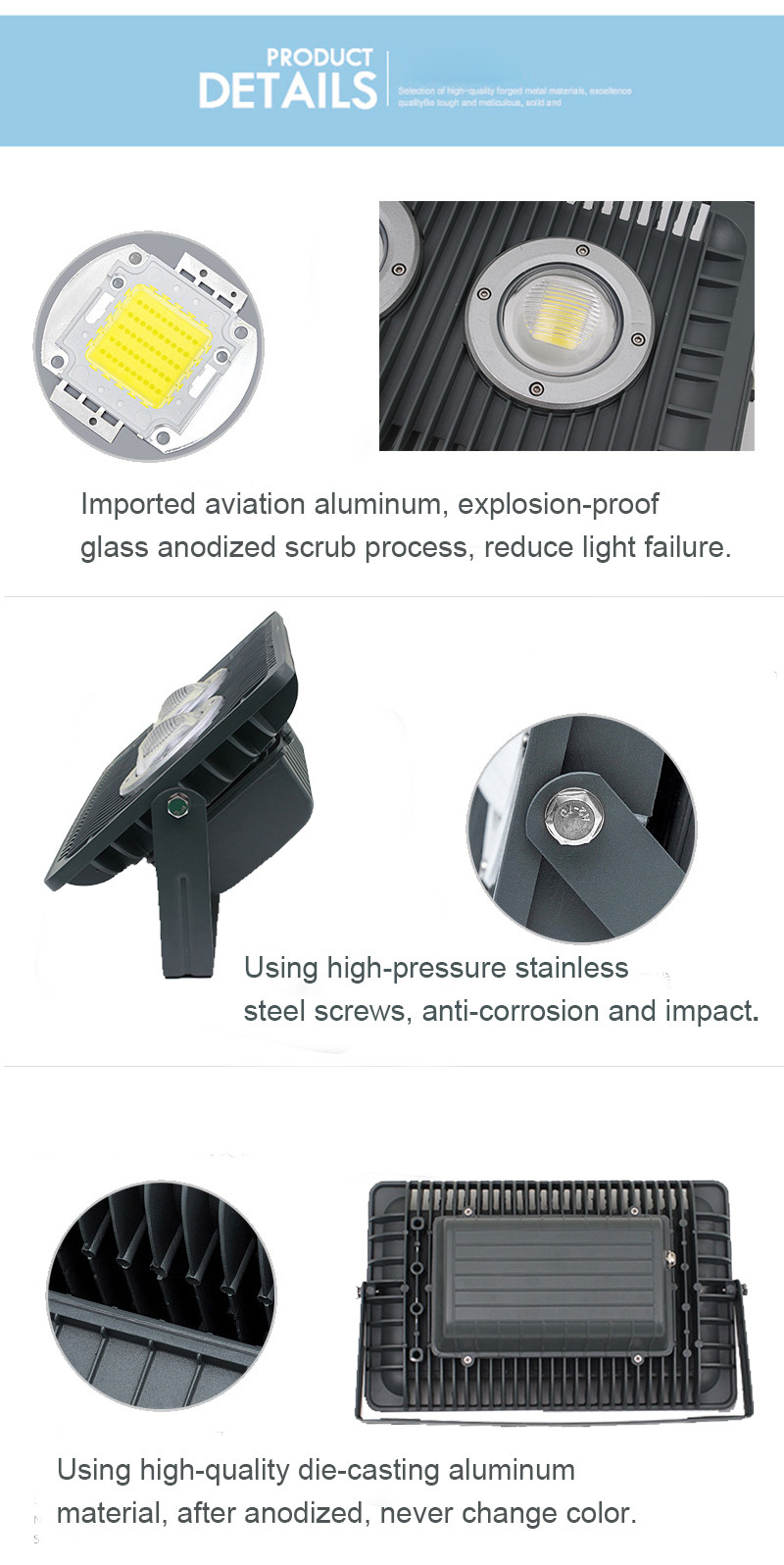 Outdoor 100W Led Flood Light IP65 waterproof CE FCC ROHS Certificate
