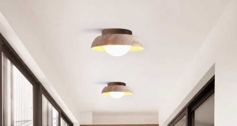 Yellow cave stone ancient style corridor balcony ceiling lamp retro wabi-sabi style cloakroom entrance hallway small lamp